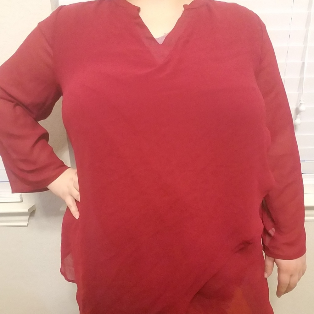 Drape front crepe blouse